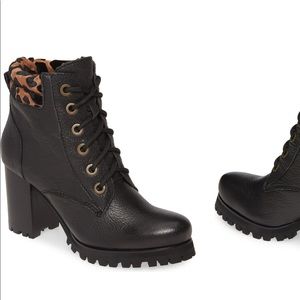 Kelsi Dagger Brooklyn Black Boot/Leopard Trim 7.5